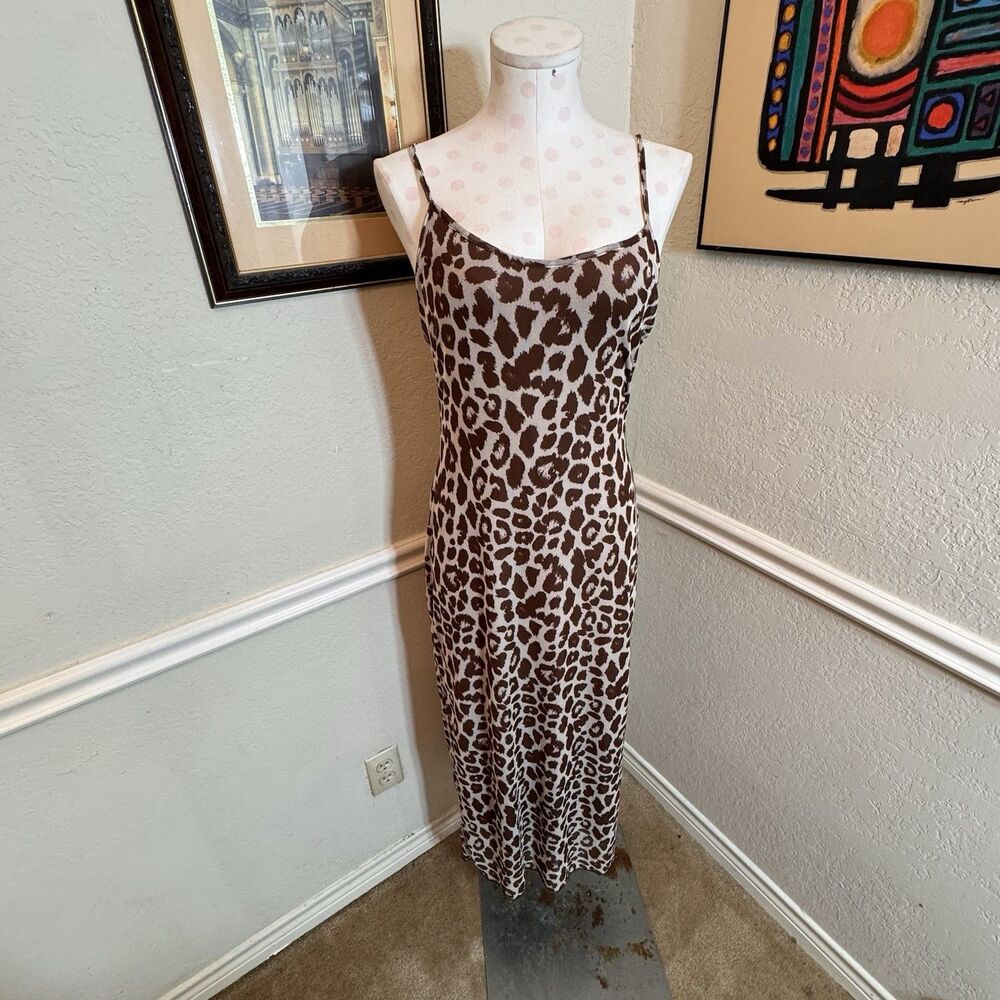 Grunge Leopard Print Mesh Maxi Dress Size Spaghetti Straps XL New With Tags - Picture 7 of 10